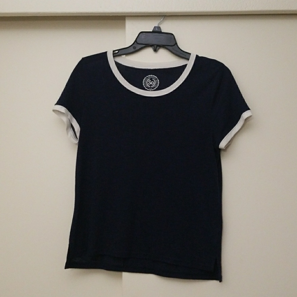 Navy T-shirt with White Edging